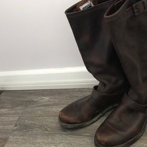 Frye tall Veronica Slouch boots in brown